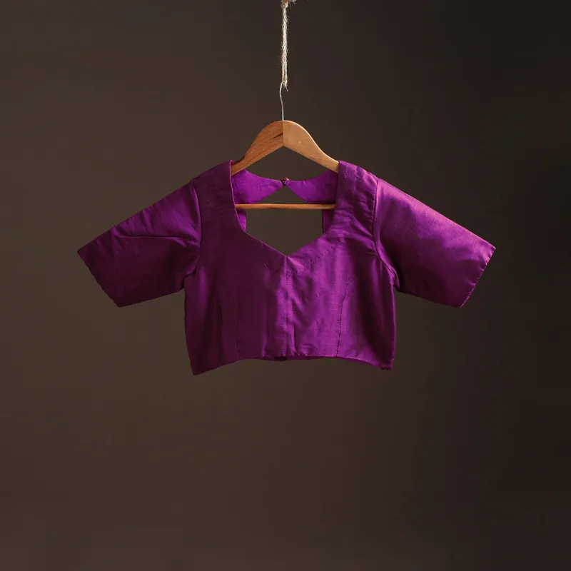 Purple - Plain Slub Silk Readymade Blouse 12 sold by Itokri