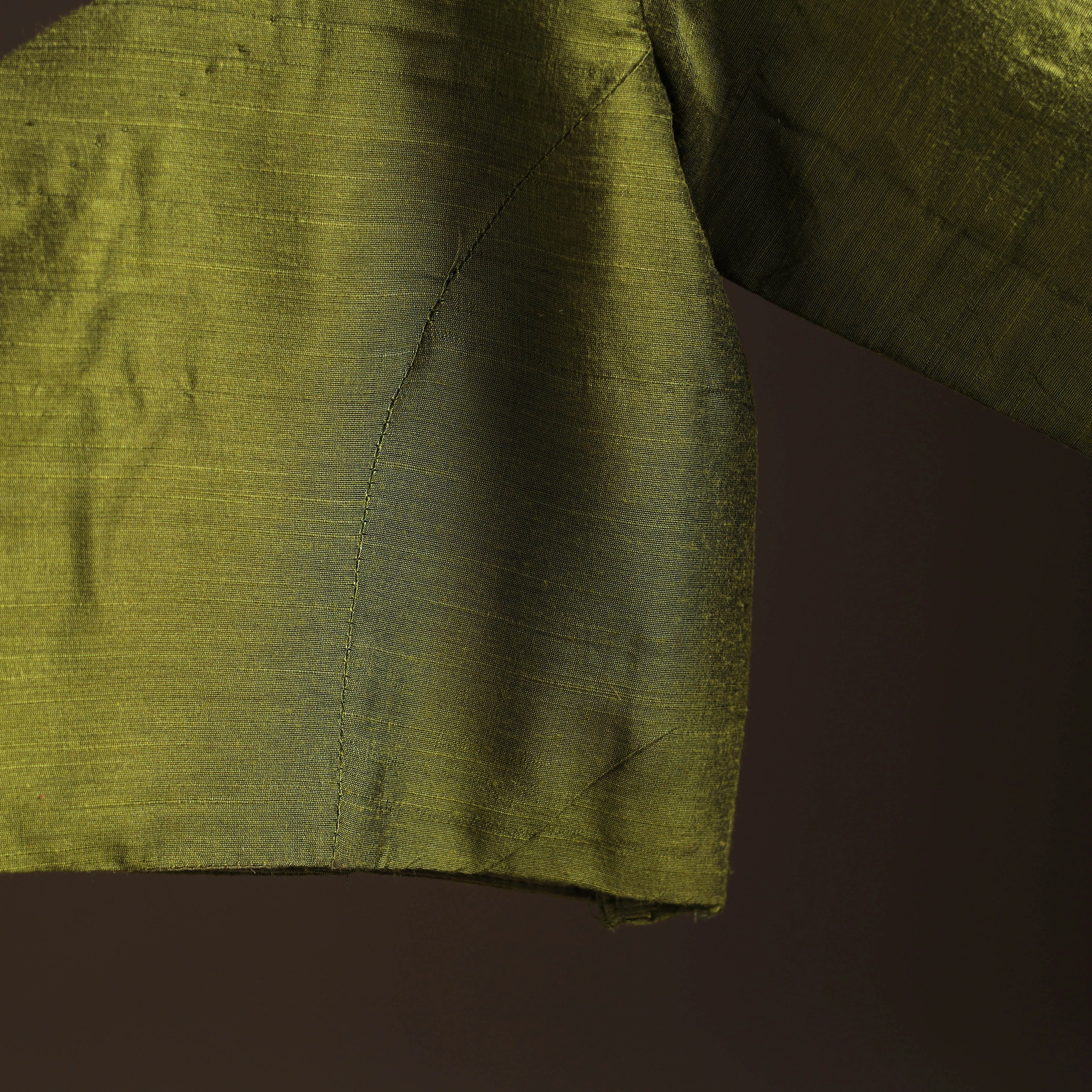 Green - Plain Slub Silk Readymade Blouse 09 sold by Itokri product image thumbnail 5
