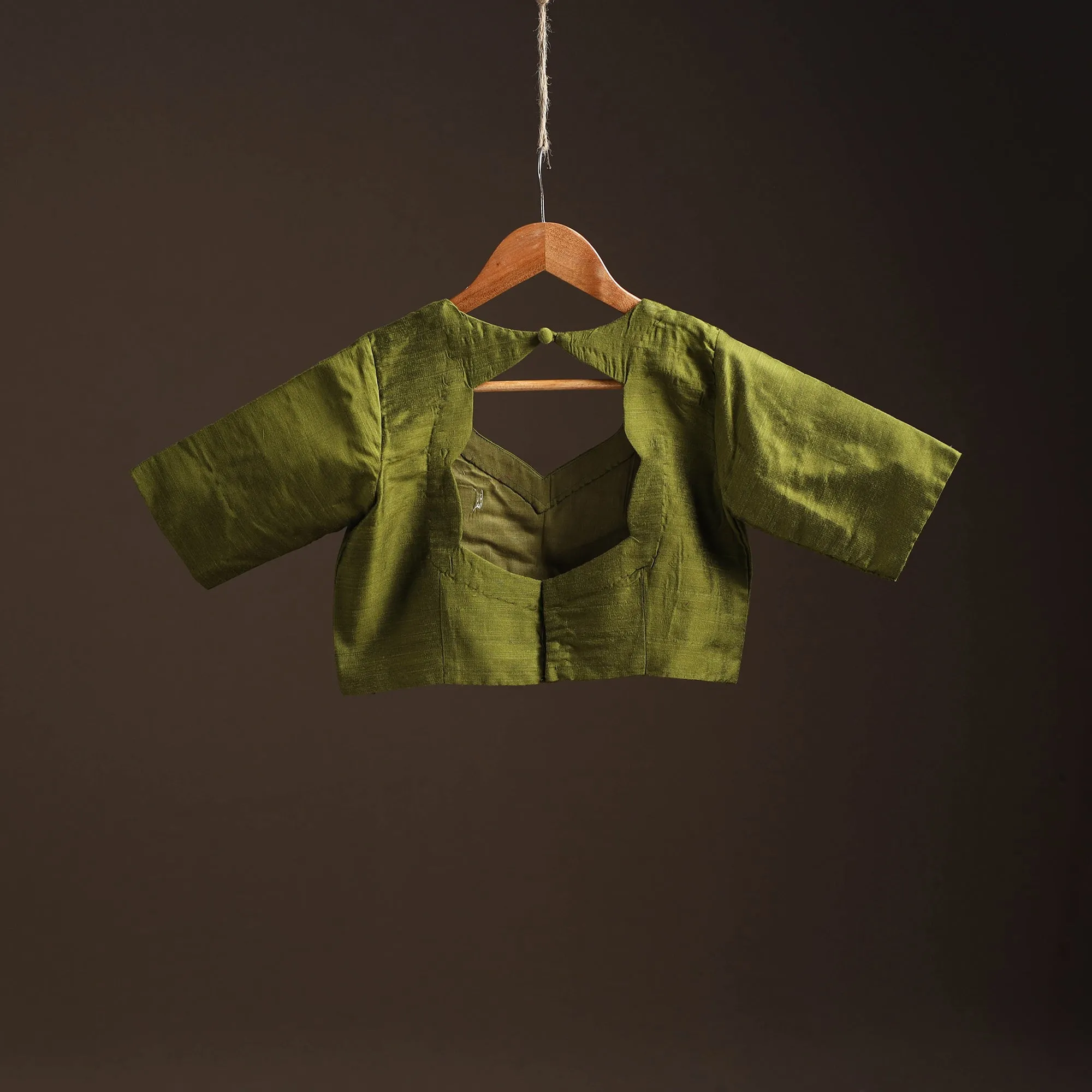 Green - Plain Slub Silk Readymade Blouse 09 sold by Itokri product image thumbnail 4
