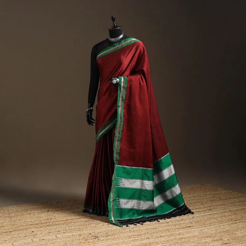 Red - Silk Cotton Khun Saree with Ilkal Pallu Chikki Paras Border 29 sold by Itokri