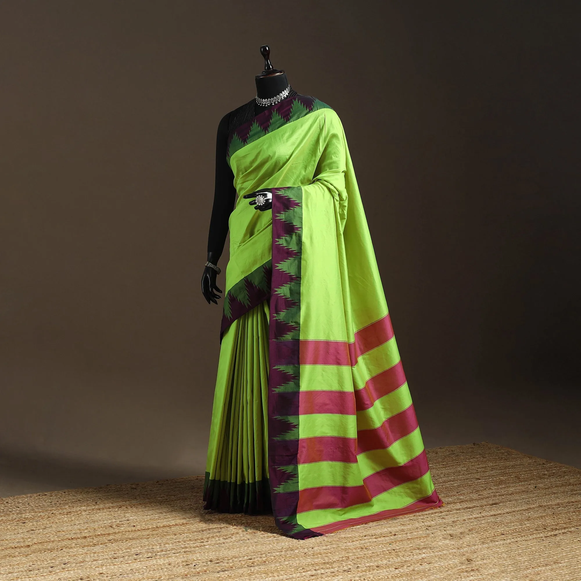 Green - Silk Ilkal Saree with Temple Border 16 sold by Itokri