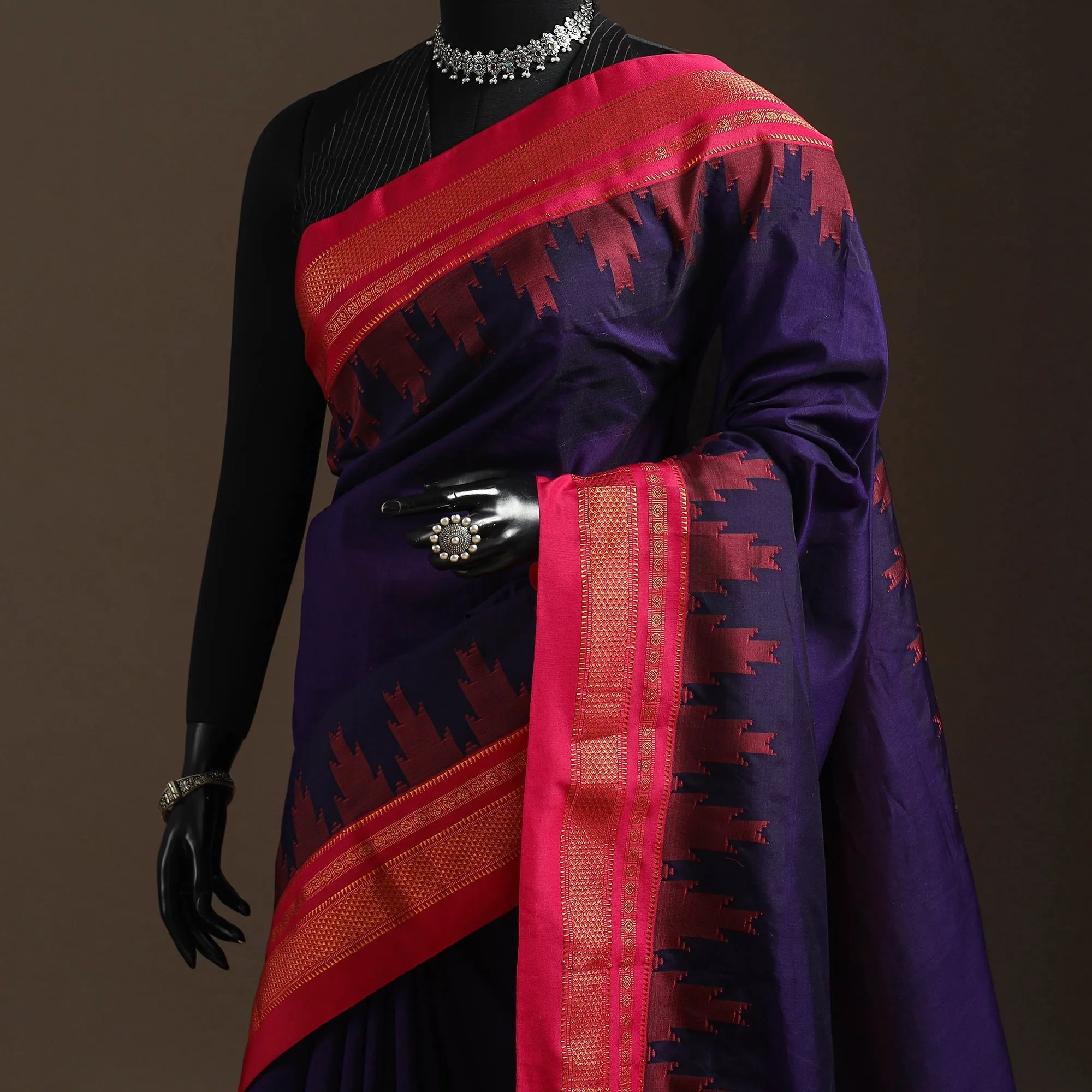 Purple - Mercerized Cotton Ilkal Saree with Chikki Paras Border 07 sold by Itokri product image thumbnail 2