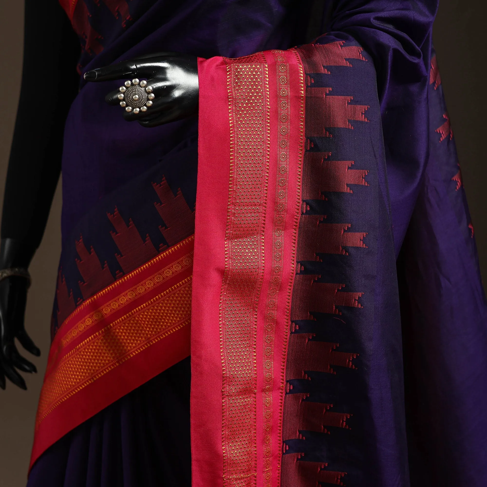Purple - Mercerized Cotton Ilkal Saree with Chikki Paras Border 07 sold by Itokri product image thumbnail 3