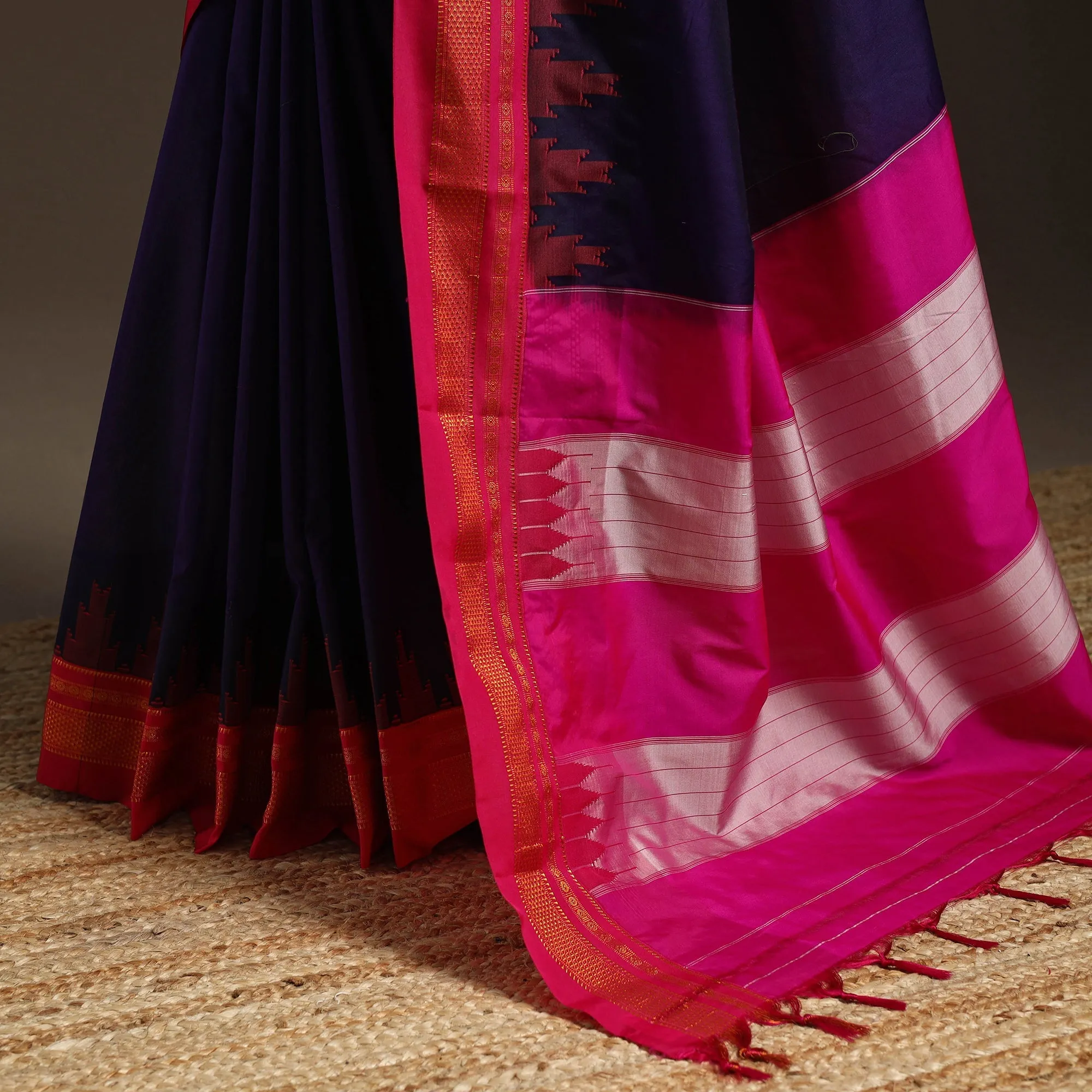 Purple - Mercerized Cotton Ilkal Saree with Chikki Paras Border 07 sold by Itokri product image thumbnail 4