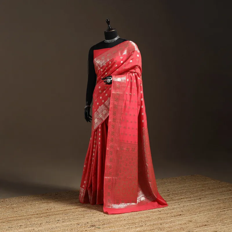 Pink - Zari Work Chiniya Silk Banarasi Saree 08 sold by Itokri