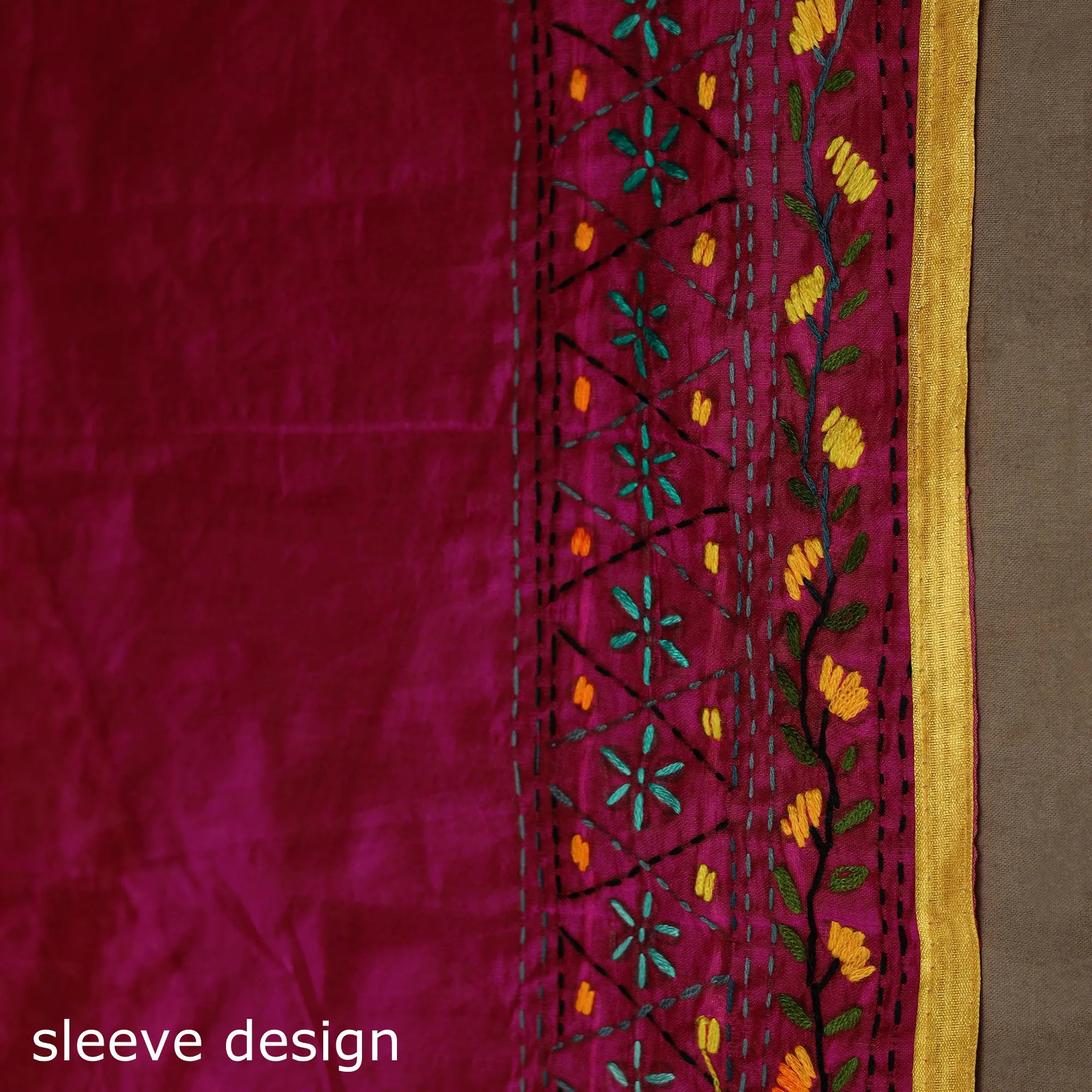Pink - Bengal Chanderi Silk Hand Embroidered Saree 09 sold by Itokri product image thumbnail 5