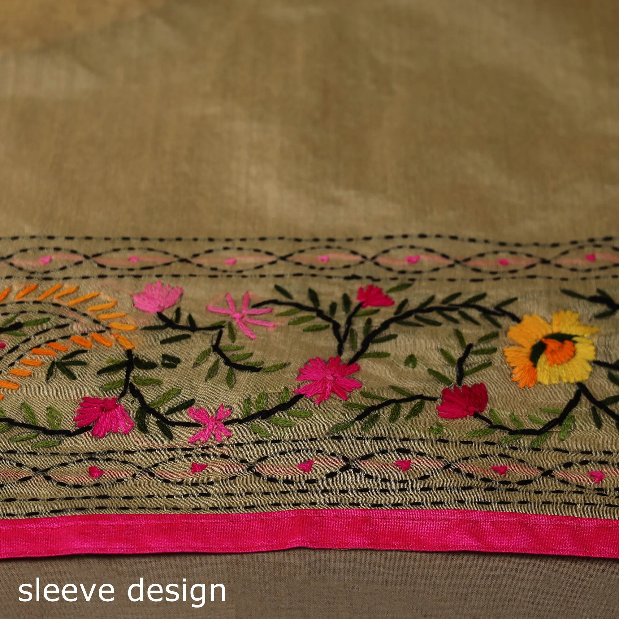 Beige - Bengal Chanderi Silk Hand Embroidered Saree 04 sold by Itokri product image thumbnail 4