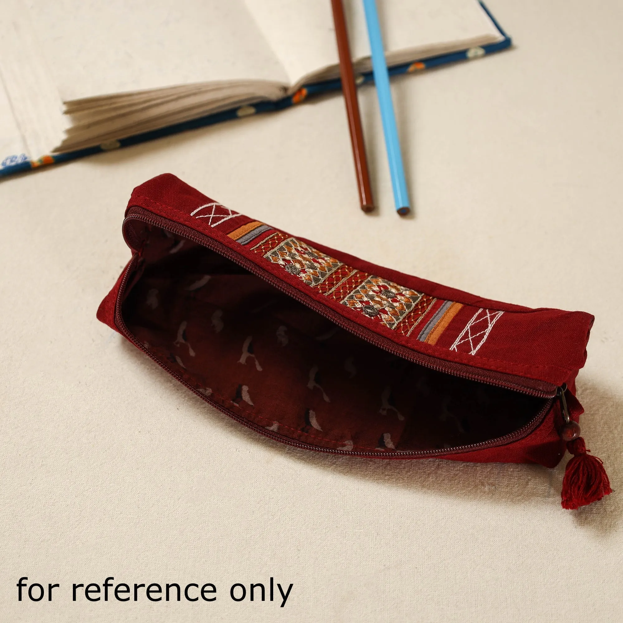 Black - Kutch Neran Hand Embroidered Pencil Pouch 240 sold by Itokri product image thumbnail 3