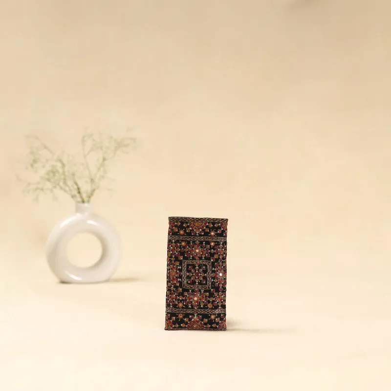 Black - Kutch Neran Hand Embroidered Spectacle Pouch 223 sold by Itokri