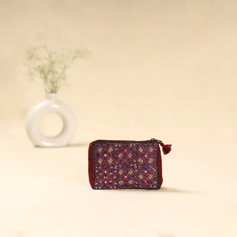 Multicolor - Kutch Pakko Neran Hand Embroidered Cosmetic Pouch 209 sold by Itokri