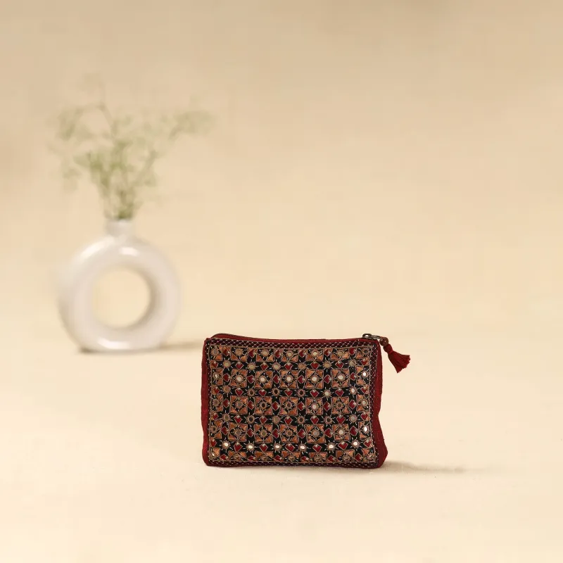 Multicolor - Kutch Pakko Neran Hand Embroidered Cosmetic Pouch 198 sold by Itokri