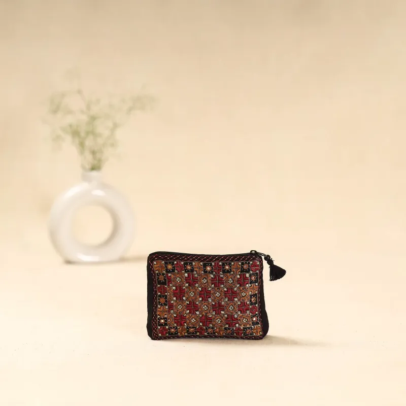 Multicolor - Kutch Pakko Neran Hand Embroidered Cosmetic Pouch 193 sold by Itokri