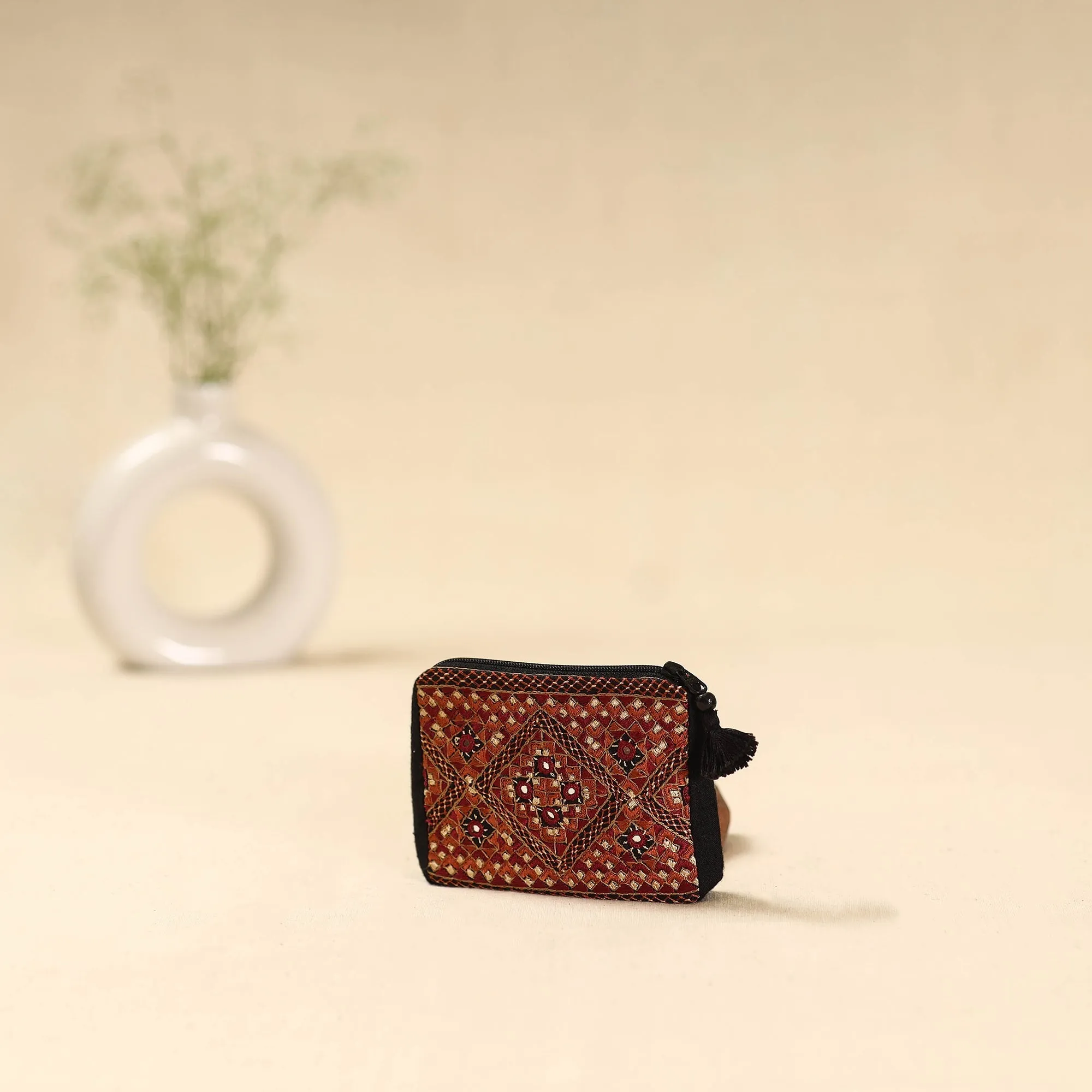 Red - Kutch Neran Hand Embroidered Coin Pouch 188 sold by Itokri product image thumbnail 2