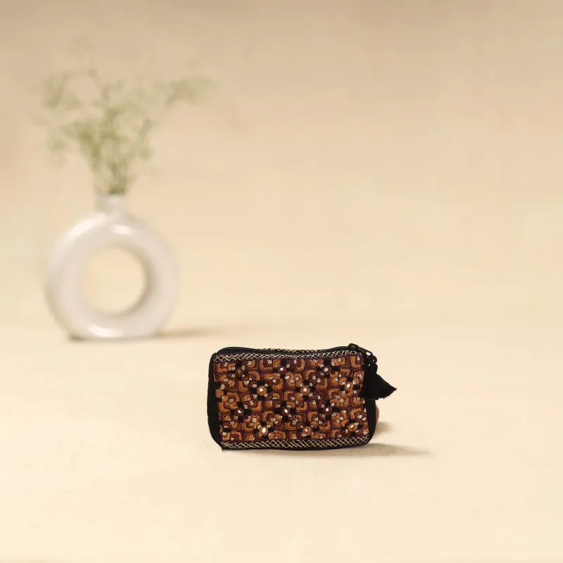 Brown - Kutch Neran Hand Embroidered Coin Pouch 186 sold by Itokri