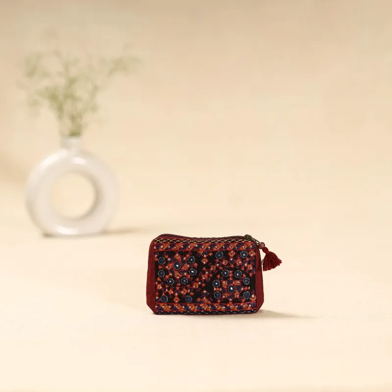 Red - Kutch Neran Hand Embroidered Coin Pouch 179 made by Itokri