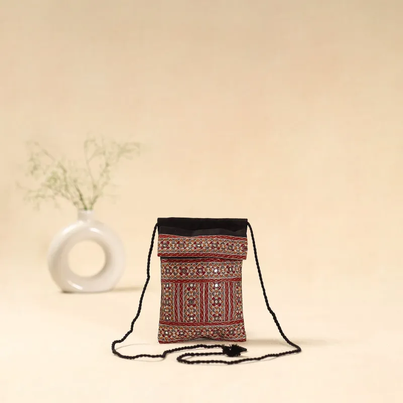 Red - Kutch Neran Hand Embroidered Sling Bag 247 sold by Itokri
