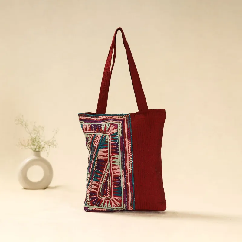 Red - Kutch Dhebariya Hand Embroidered Shoulder Bag 111 sold by Itokri