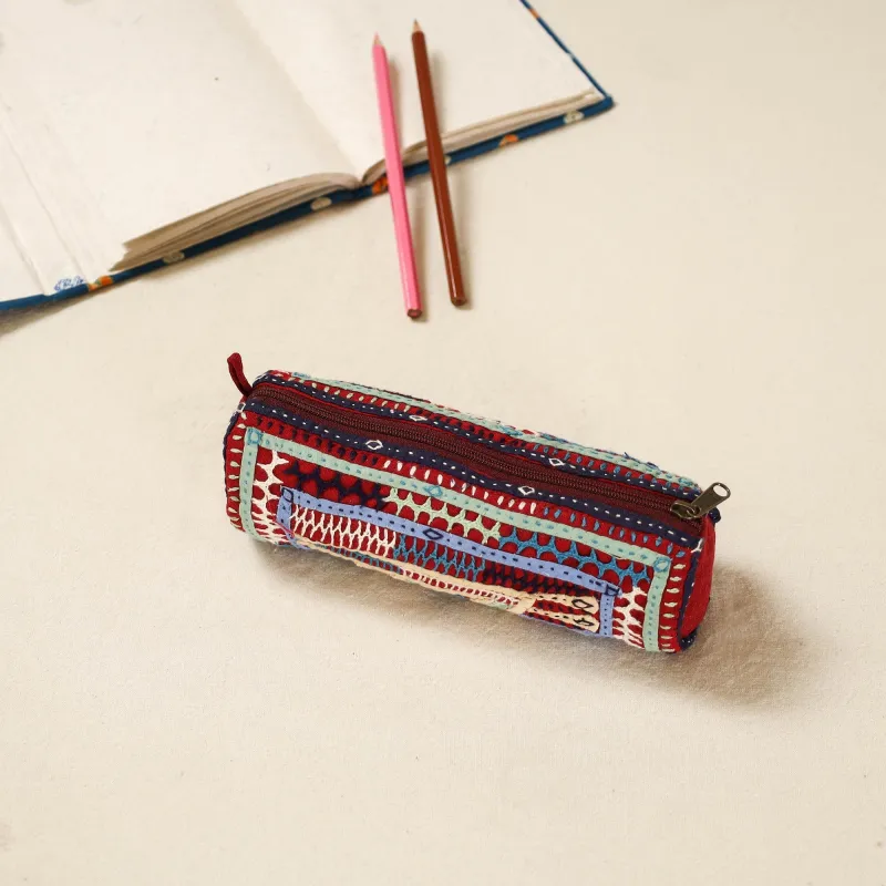 Multicolor - Kutch Dhebariya Hand Embroidered Pencil Pouch 165 sold by Itokri