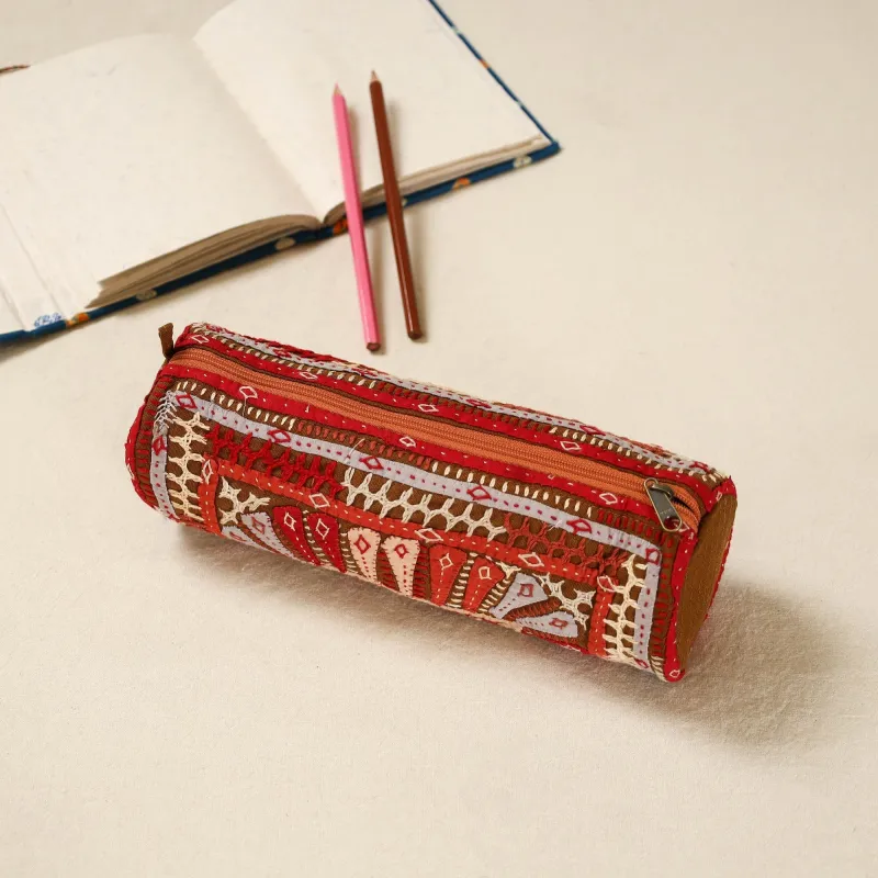 Multicolor - Kutch Dhebariya Hand Embroidered Pencil Pouch 159 sold by Itokri