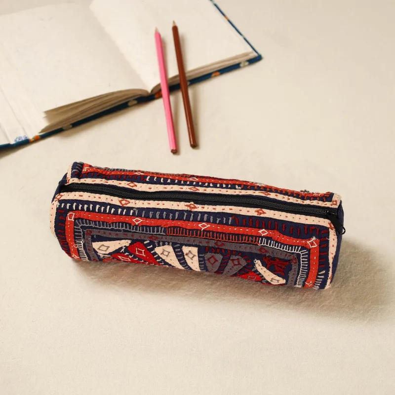 Multicolor - Kutch Dhebariya Hand Embroidered Pencil Pouch 156 sold by Itokri