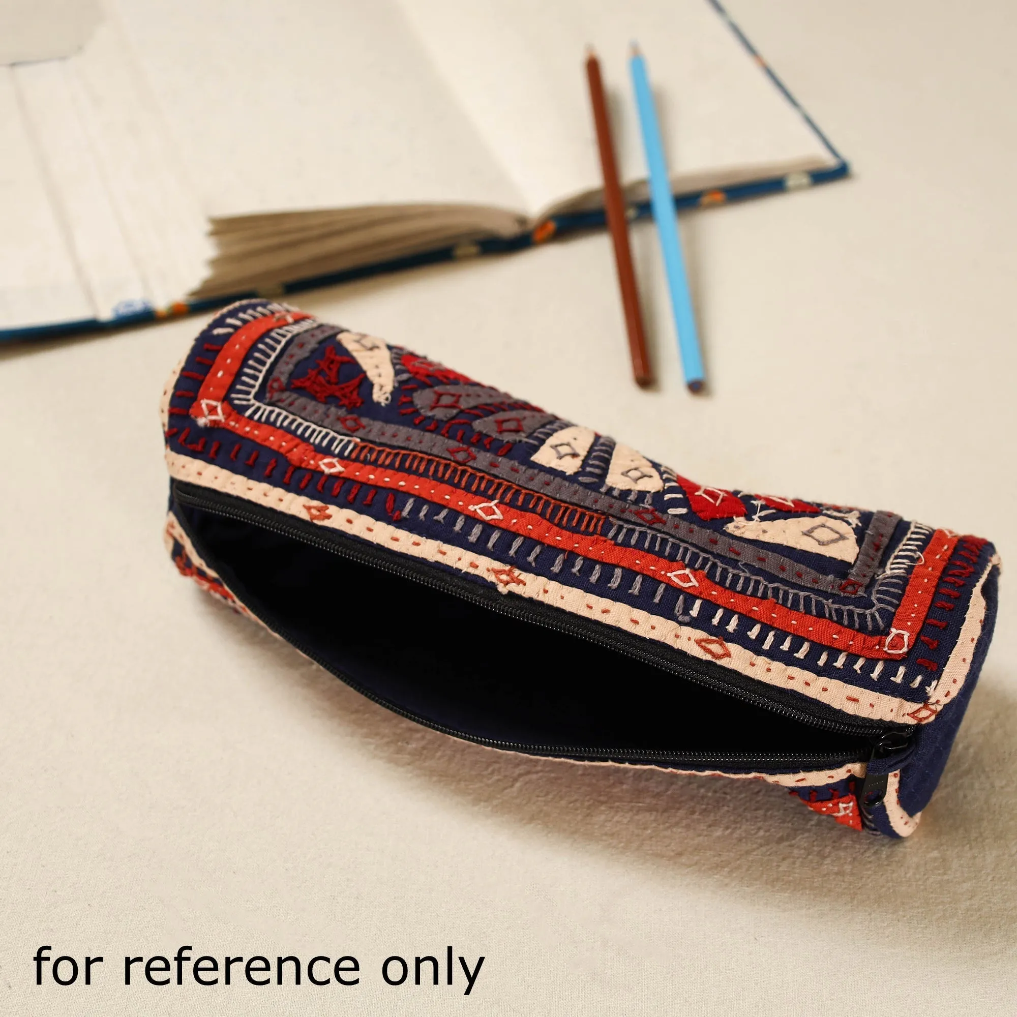 Multicolor - Kutch Dhebariya Hand Embroidered Pencil Pouch 152 sold by Itokri product image thumbnail 3