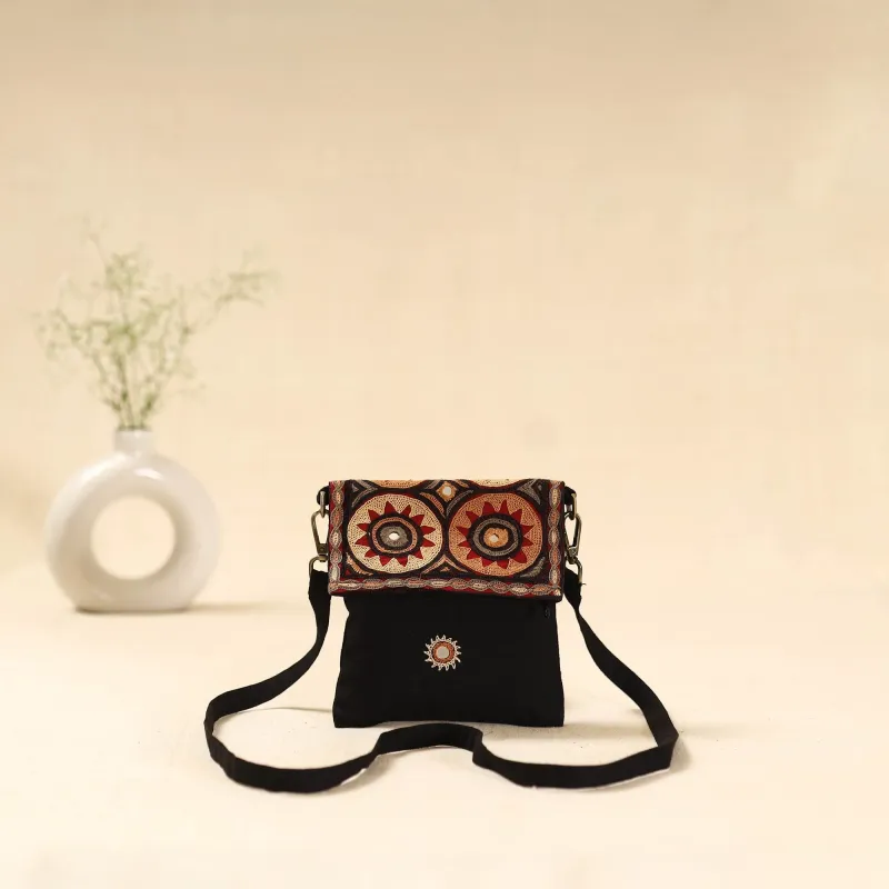 Black - Kutch Pakko Hand Embroidered Sling Bag 82 sold by Itokri