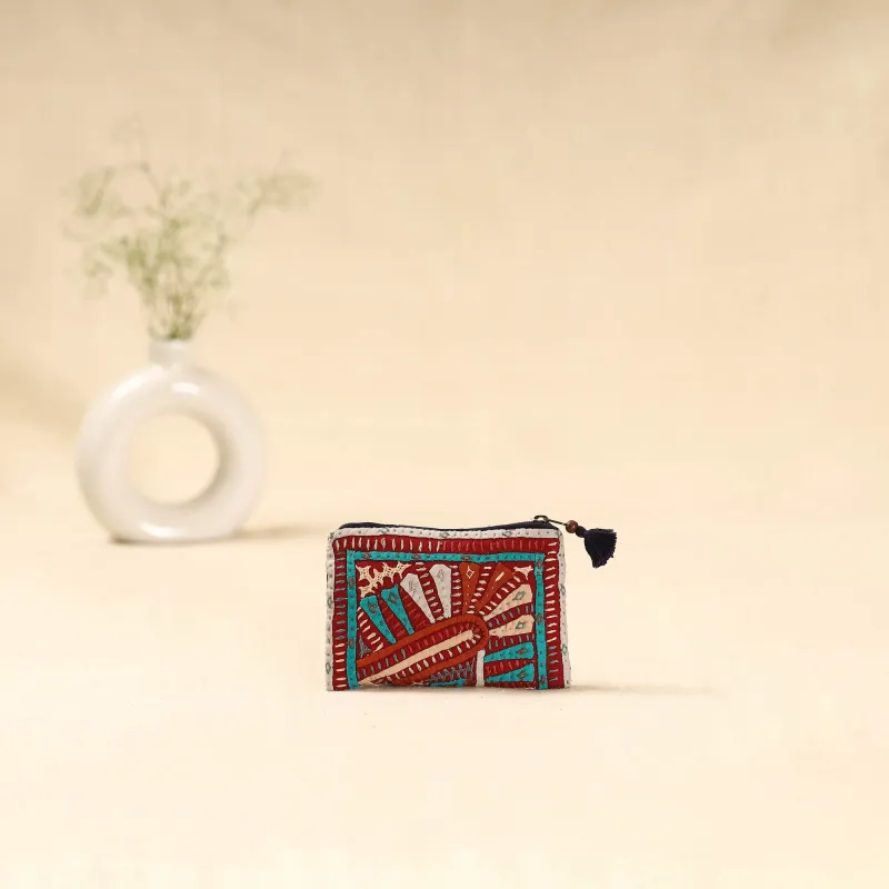 Multicolor - Kutch Dhebariya Qatab Hand Embroidered Coin Pouch 148 sold by Itokri