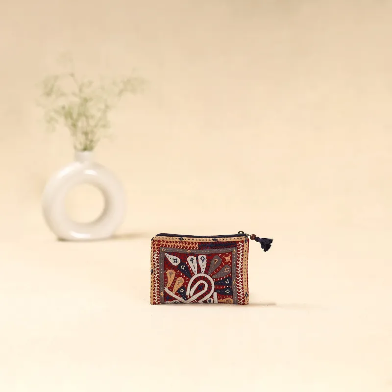 Multicolor - Kutch Dhebariya Qatab Hand Embroidered Coin Pouch 147 sold by Itokri