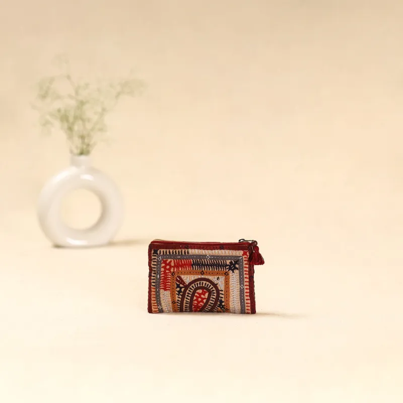 Multicolor - Kutch Dhebariya Qatab Hand Embroidered Coin Pouch 146 sold by Itokri