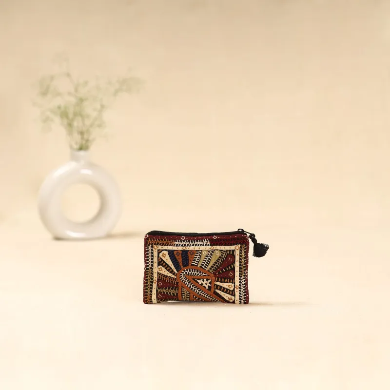 Multicolor - Kutch Dhebariya Qatab Hand Embroidered Coin Pouch 140 sold by Itokri
