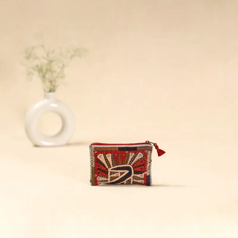 Multicolor - Kutch Dhebariya Qatab Hand Embroidered Coin Pouch 137 sold by Itokri