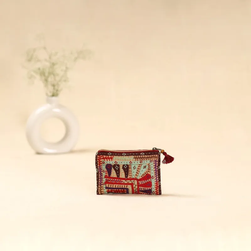 Multicolor - Kutch Dhebariya Qatab Hand Embroidered Coin Pouch 136 made by Itokri