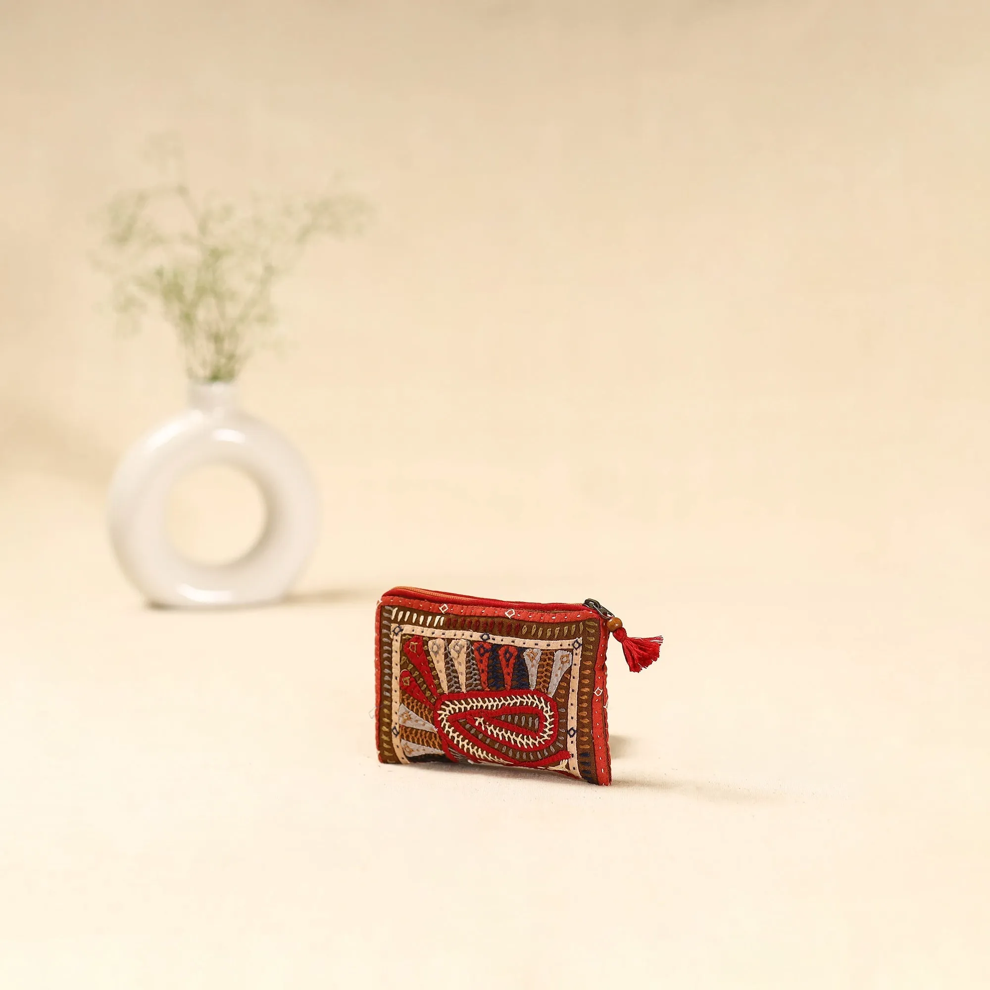Multicolor - Kutch Dhebariya Qatab Hand Embroidered Coin Pouch 132 sold by Itokri product image thumbnail 2