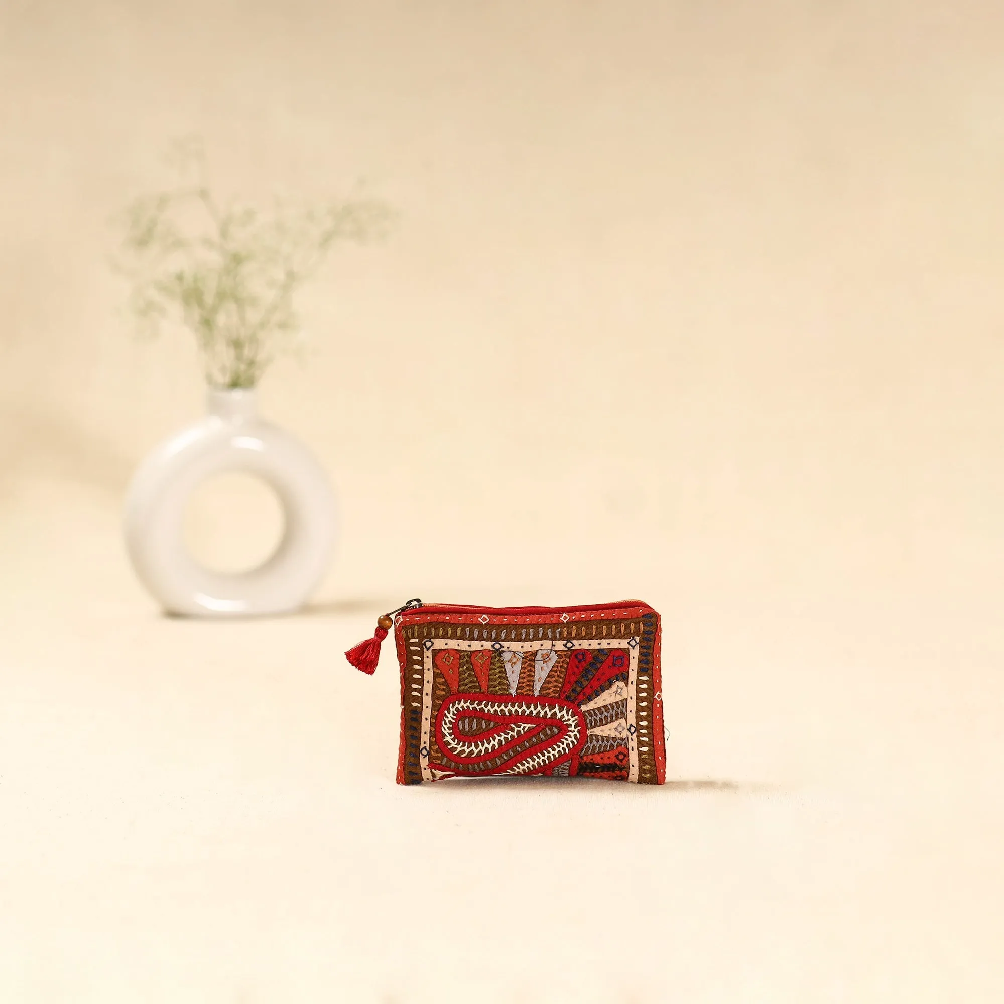 Multicolor - Kutch Dhebariya Qatab Hand Embroidered Coin Pouch 132 sold by Itokri product image thumbnail 3