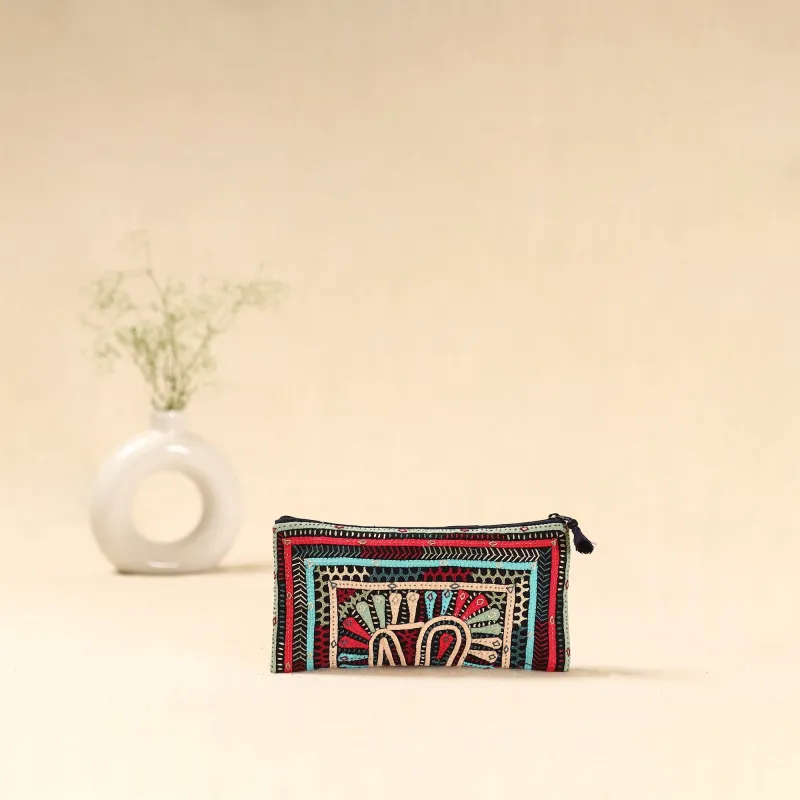 Multicolor - Kutch Dhebariya Hand Embroidered Clutch Purse 20 sold by Itokri