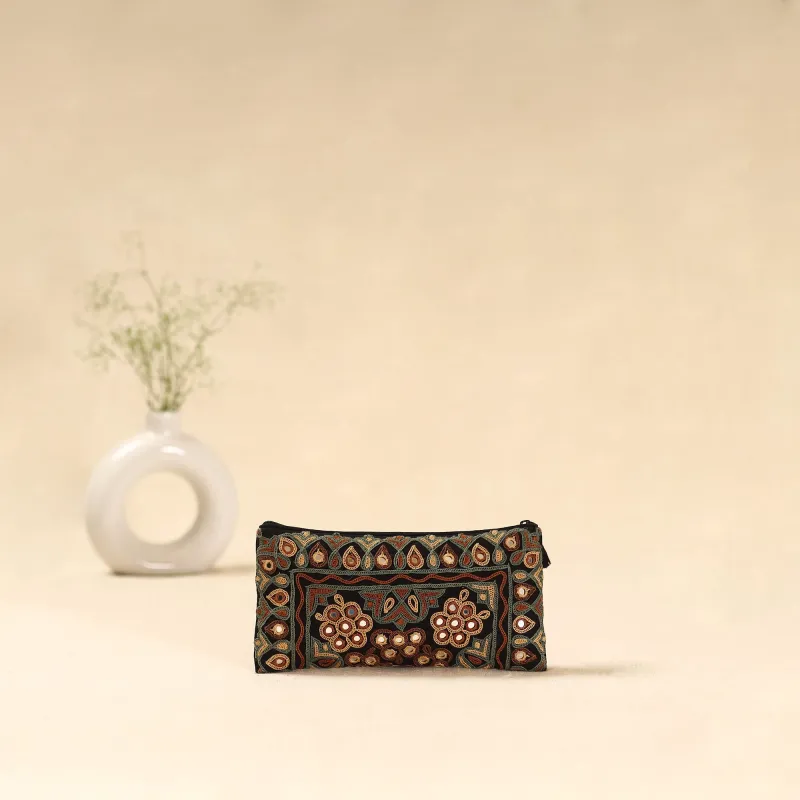 Black - Kutch Ahir Hand Embroidered Clutch Purse 01 sold by Itokri