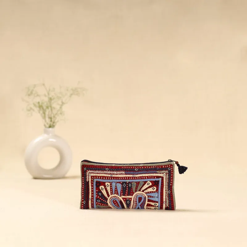 Multicolor - Kutch Dhebariya Hand Embroidered Clutch Purse 15 sold by Itokri