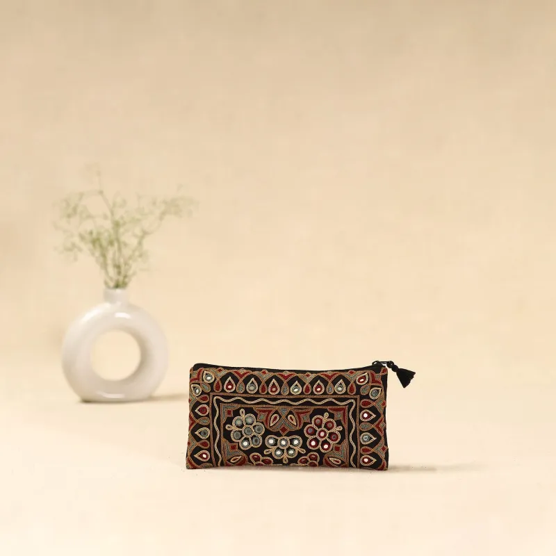 Black - Kutch Ahir Hand Embroidered Clutch Purse 02 sold by Itokri