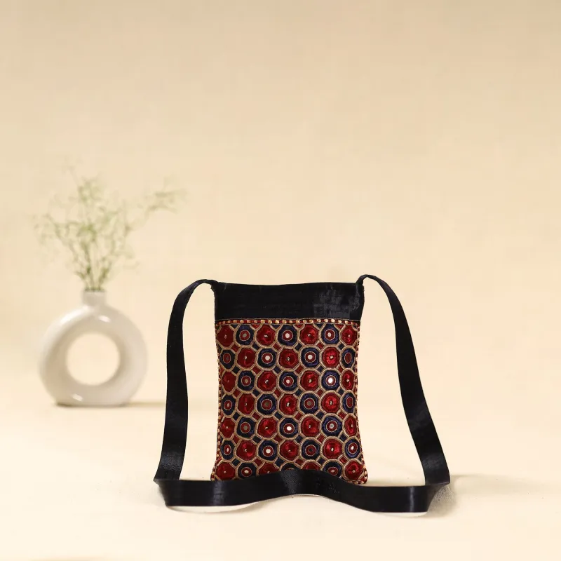 Black - Kutch Pakko Hand Embroidered Sling Bag 61 sold by Itokri