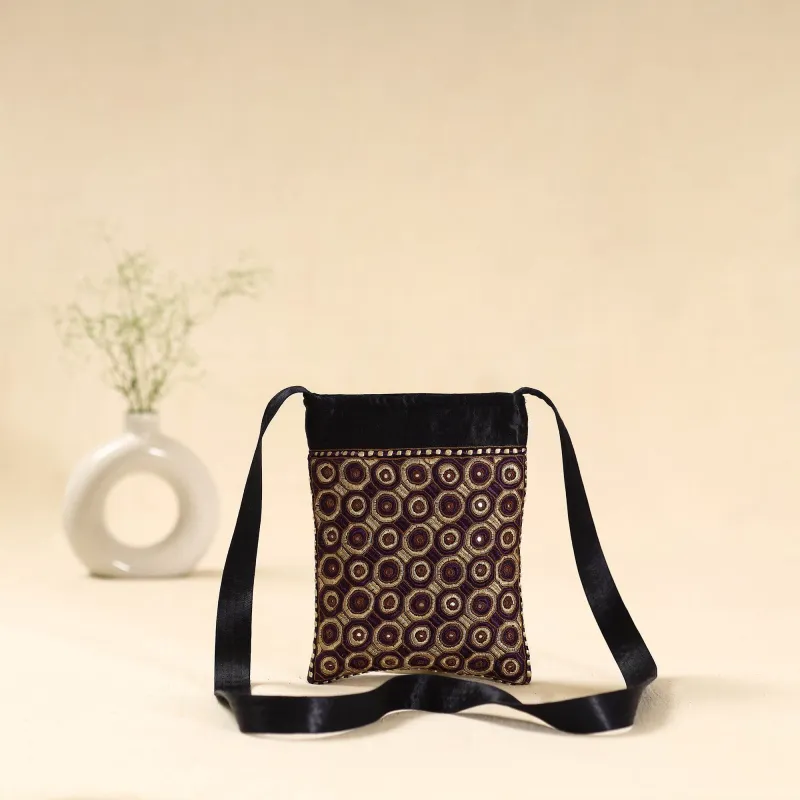 Black - Kutch Pakko Hand Embroidered Sling Bag 60 sold by Itokri