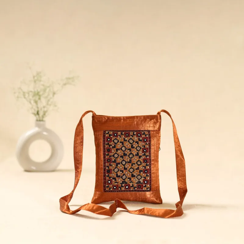 Orange - Kutch Neran Hand Embroidered Sling Bag 45 sold by Itokri