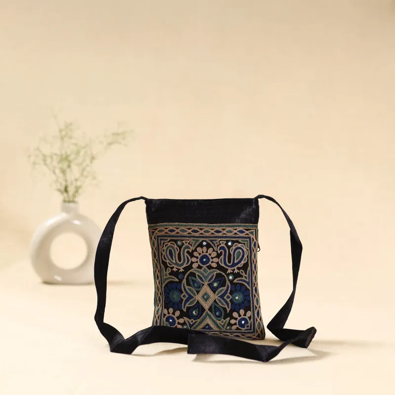 Black - Kutch Ahir Hand Embroidered Sling Bag 40 sold by Itokri
