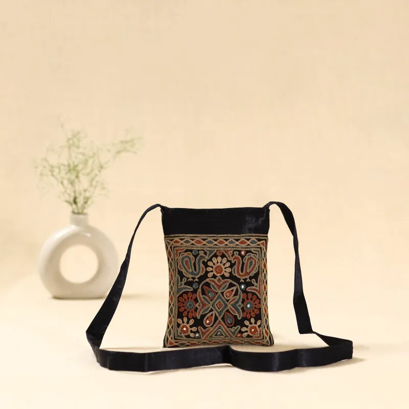 Black - Kutch Ahir Hand Embroidered Sling Bag 39 sold by Itokri