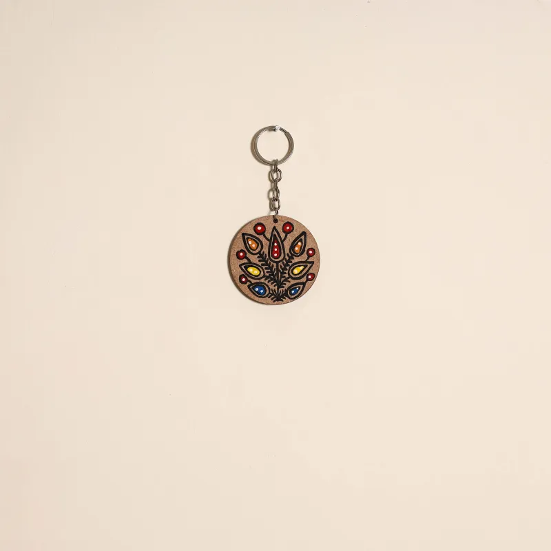 Multicolor - Madhubani Handpainted Wooden Keychain 20 sold by Itokri