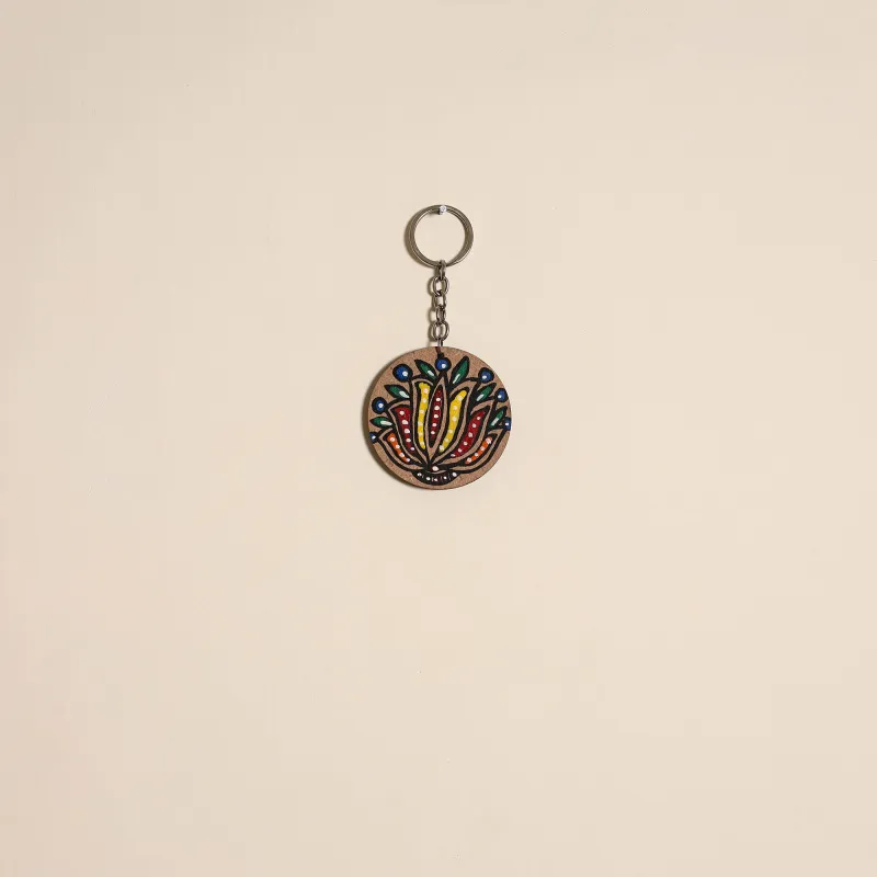 Multicolor - Madhubani Handpainted Wooden Keychain 18 sold by Itokri