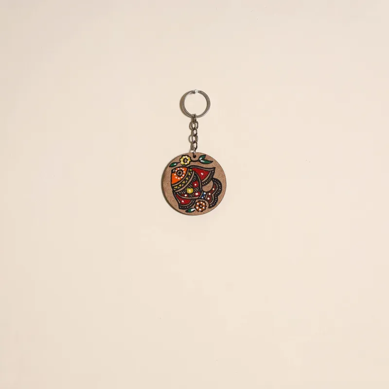 Multicolor - Madhubani Handpainted Wooden Keychain 17 sold by Itokri