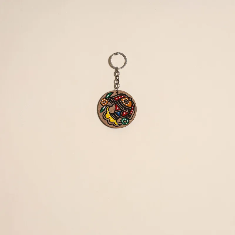 Multicolor - Madhubani Handpainted Wooden Keychain 11 made by Itokri