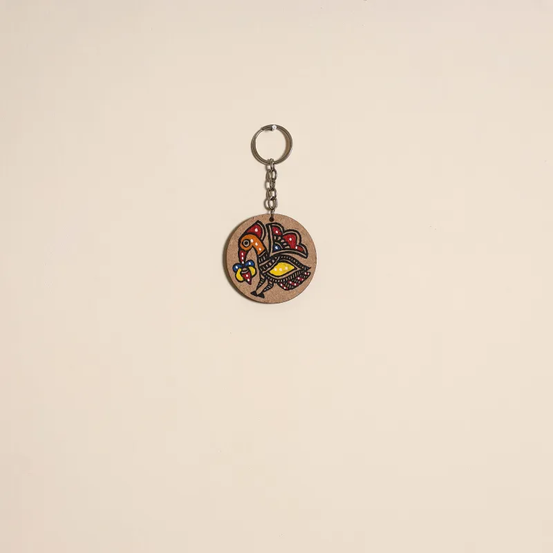 Multicolor - Madhubani Handpainted Wooden Keychain 08 made by Itokri