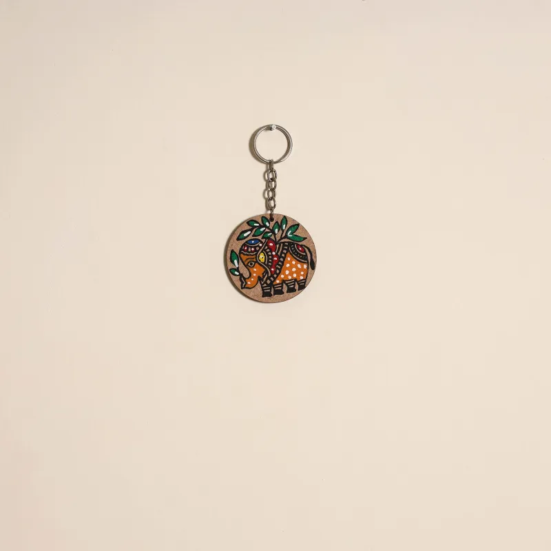 Multicolor - Madhubani Handpainted Wooden Keychain 02 made by Itokri