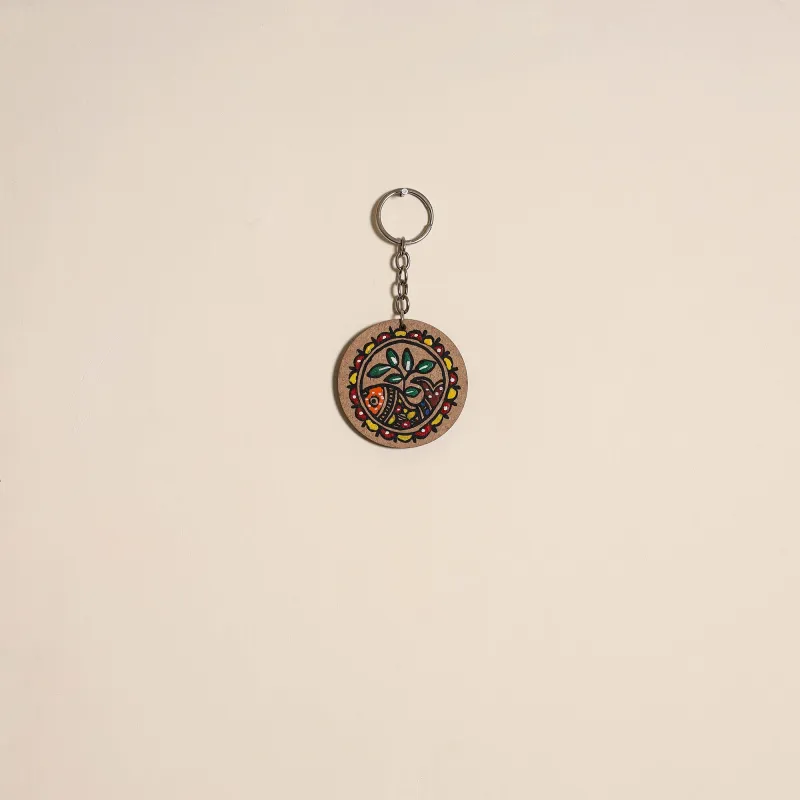 Multicolor - Madhubani Handpainted Wooden Keychain 01 made by Itokri